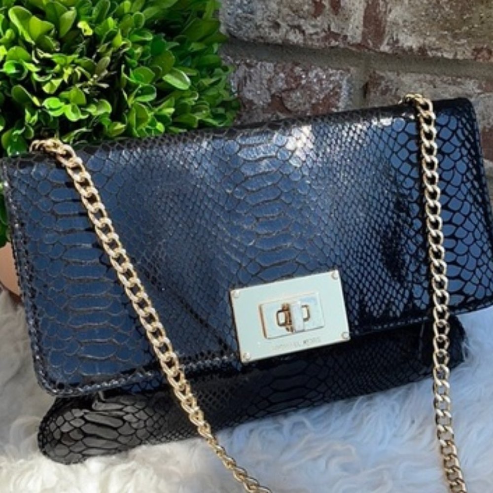 Michael Michael Kors Sloan Python Chain Clutch. - image 1
